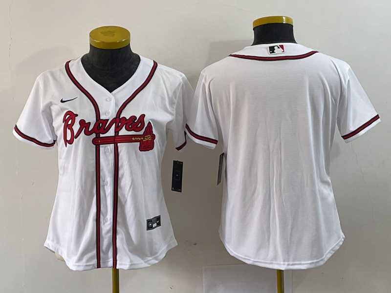 Womens Atlanta Braves Blank White Stitched MLB Cool Base Nike Jersey